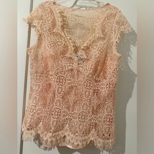 Talbots Soft Pink Lace Blouse Sz 8